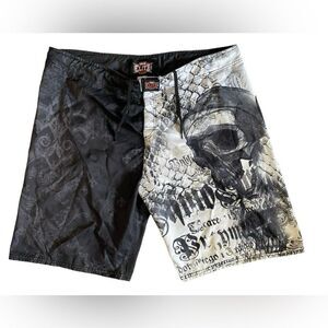 MMA Elite Skull Board Shorts Mens Size 2XL Swim Trunks Y2K